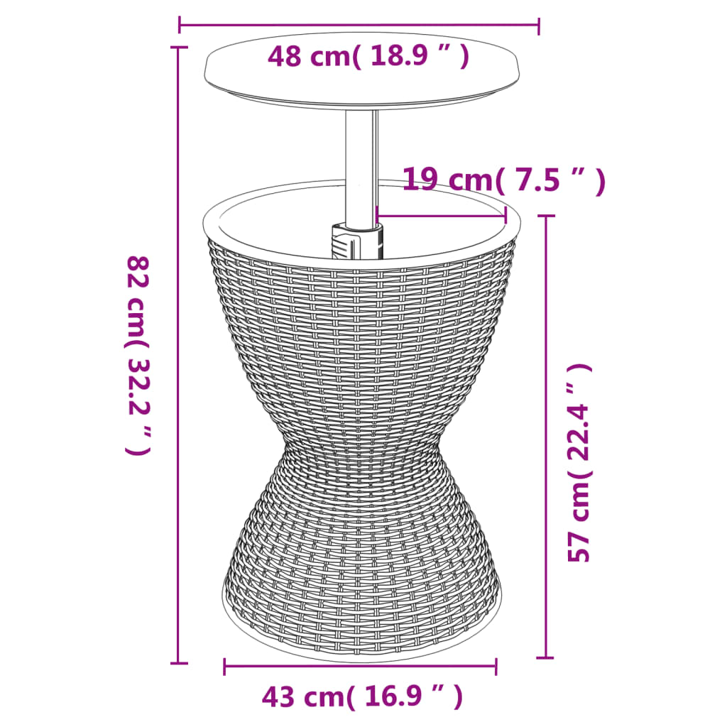 Table réfrigérante 3 en 1 en polypropylène marron clair