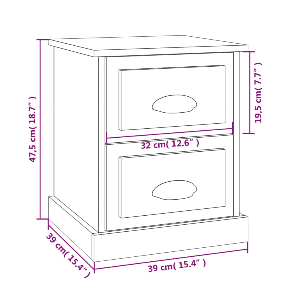 Table de chevet 39x39x47,5 cm en bois travaillé