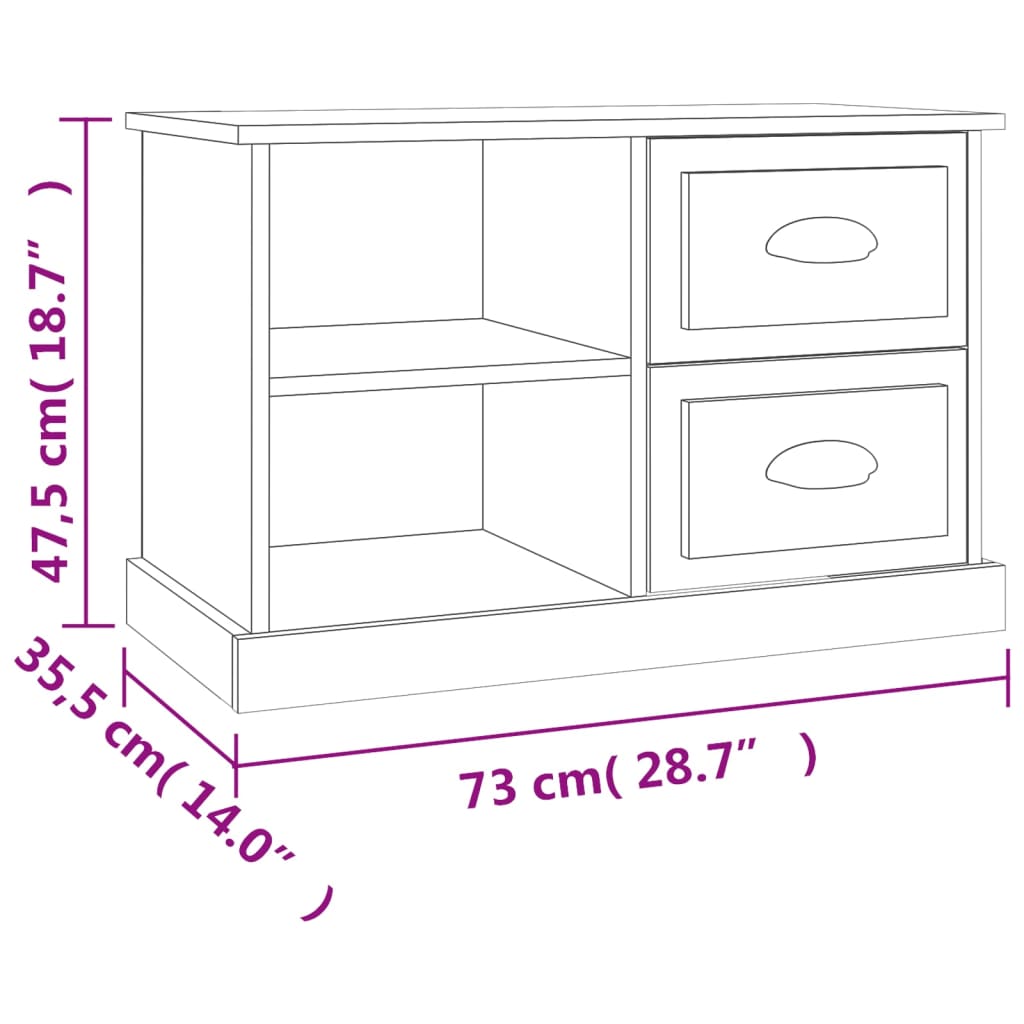 Tv-meubel 73x35,5x47,5 cm bewerkt hout bruin eikenkleur