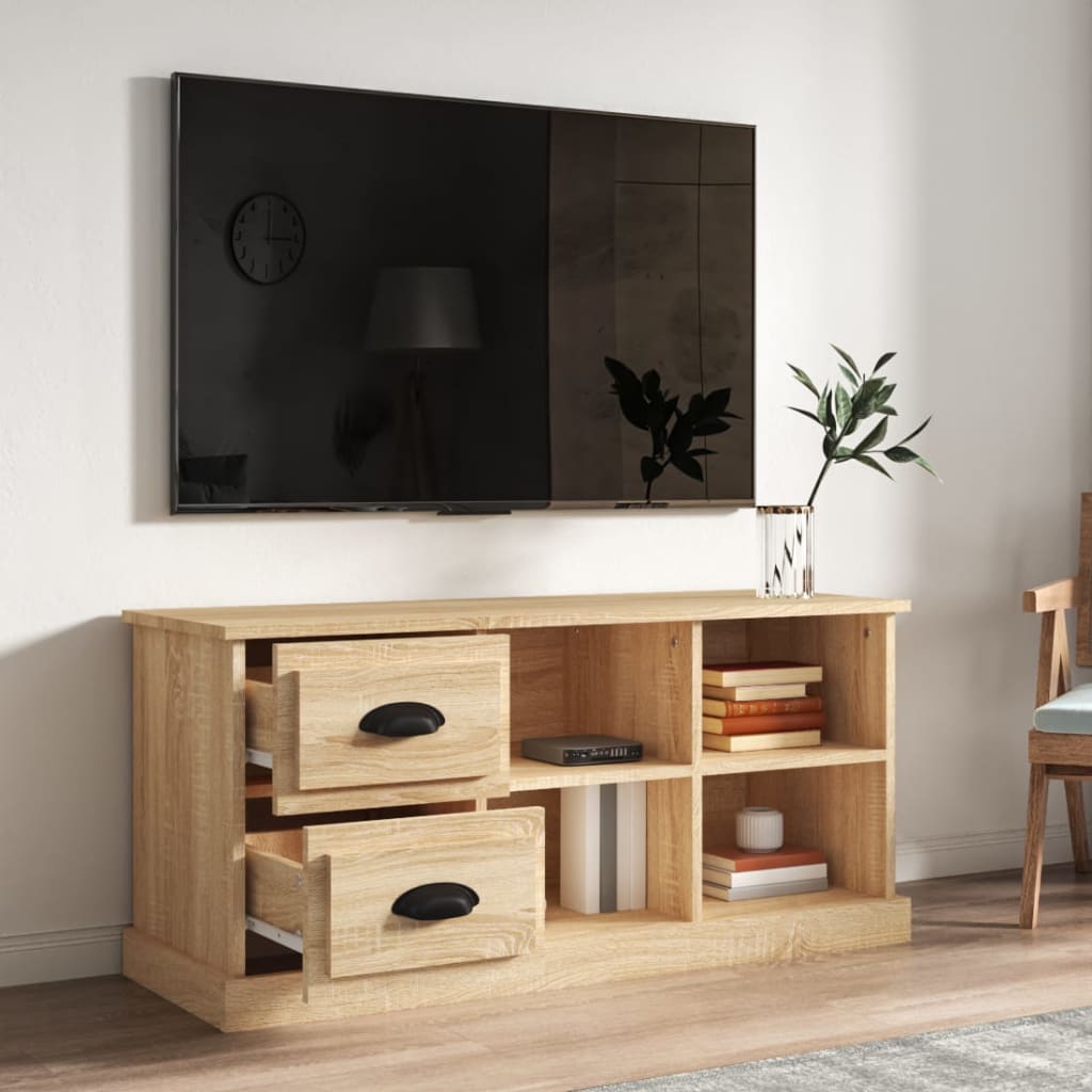 Meuble TV 73x35,5x47,5 cm finition bois couleur chêne marron