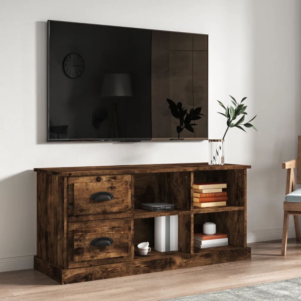 Meuble TV 73x35,5x47,5 cm finition bois couleur chêne marron