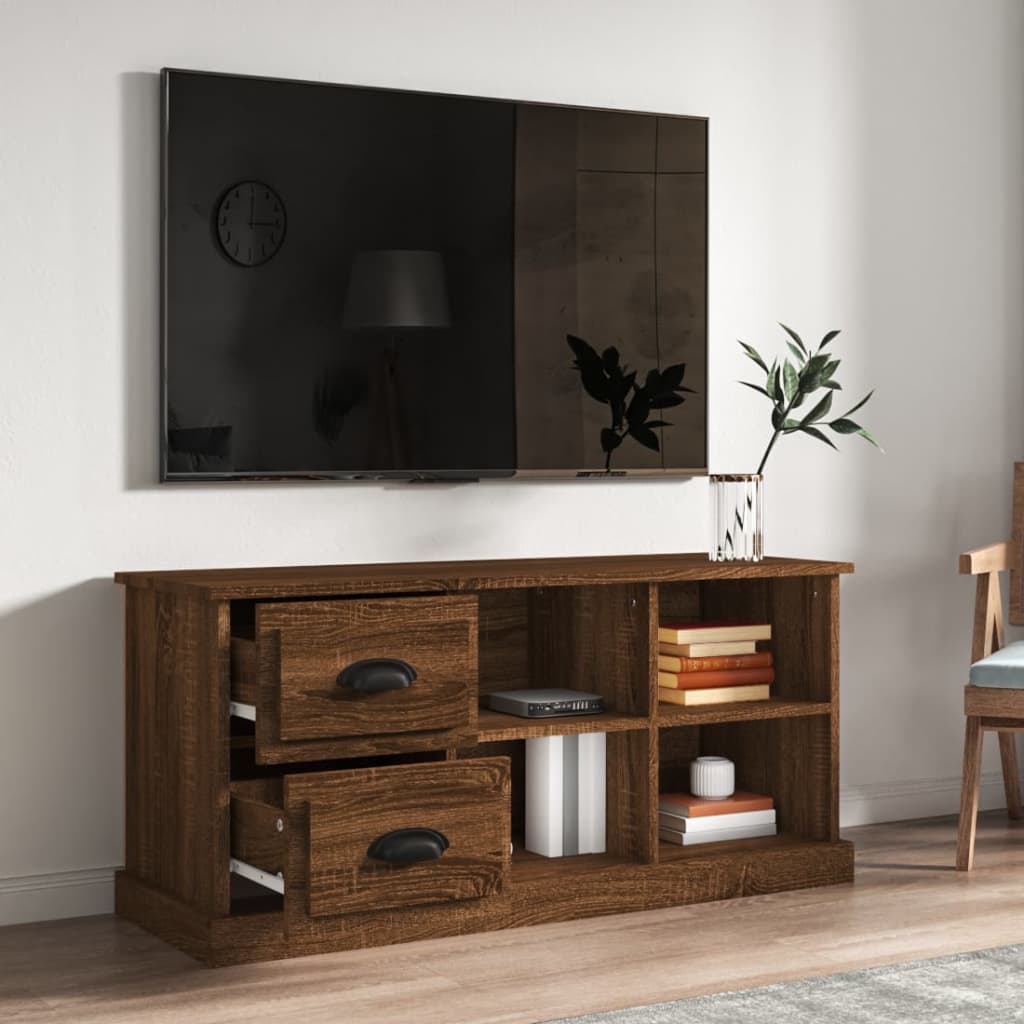 Meuble TV 73x35,5x47,5 cm finition bois couleur chêne marron