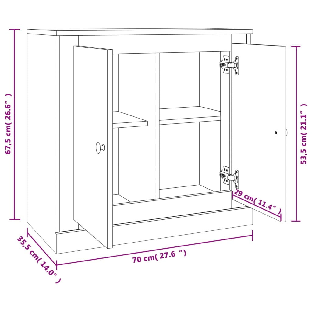 Dressoir 70x35x67,5 cm bewerkt hout