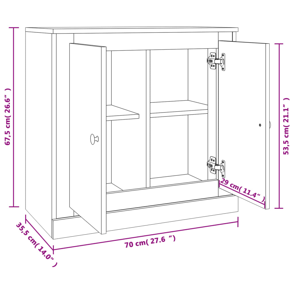 Dressoir 70x35x67,5 cm bewerkt hout