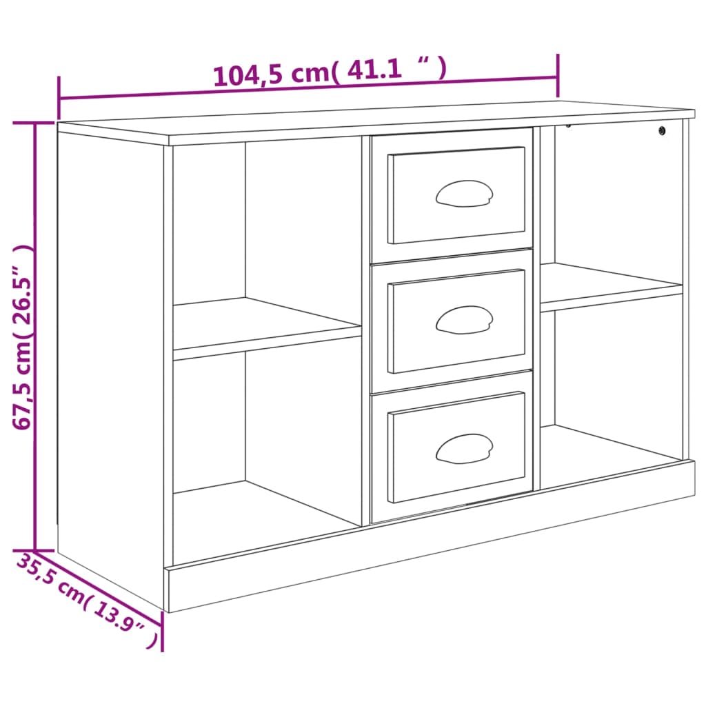 Dressoir 104,5x35,5x67,5 cm bewerkt hout