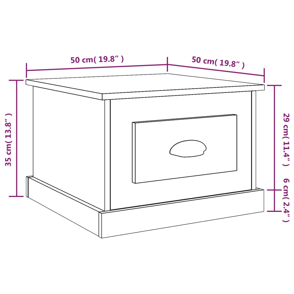 Table basse 50x50x35 cm en bois travaillé