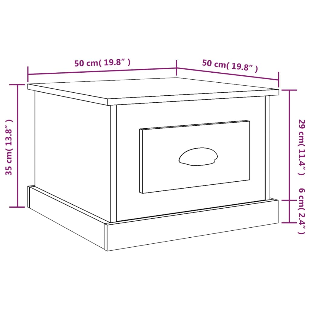 Table basse 50x50x35 cm en bois travaillé