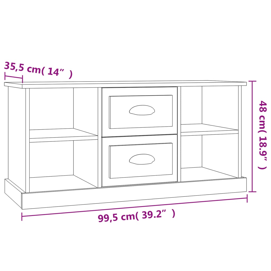 Meuble TV 99,5x35,5x48 cm en bois travaillé