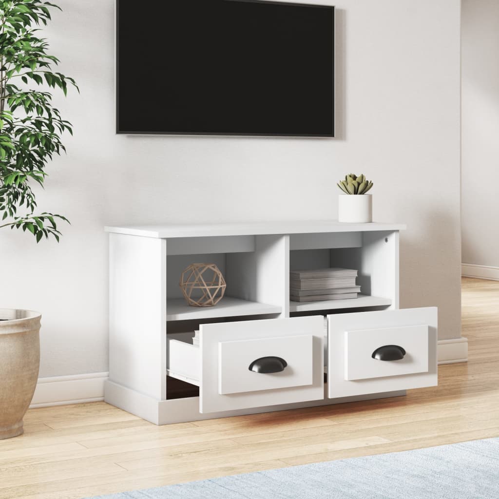 Meuble TV 80x35x50 cm ouvré en bois couleur chêne