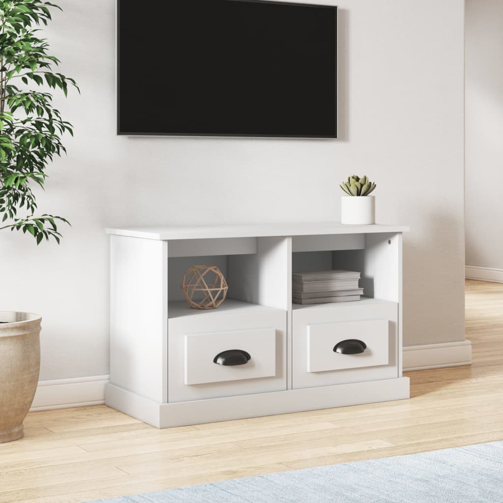 Meuble TV 80x35x50 cm ouvré en bois couleur chêne