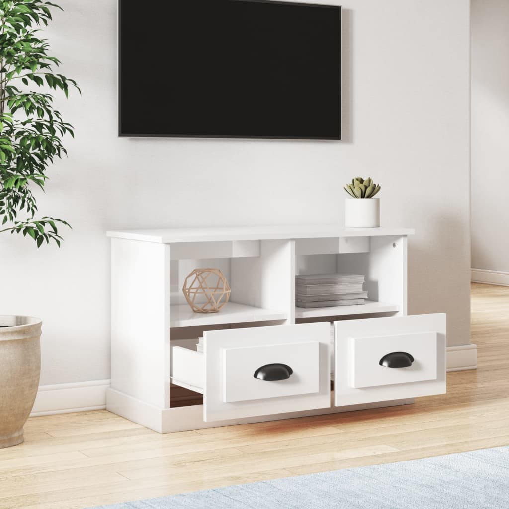 Meuble TV 80x35x50 cm ouvré en bois couleur chêne