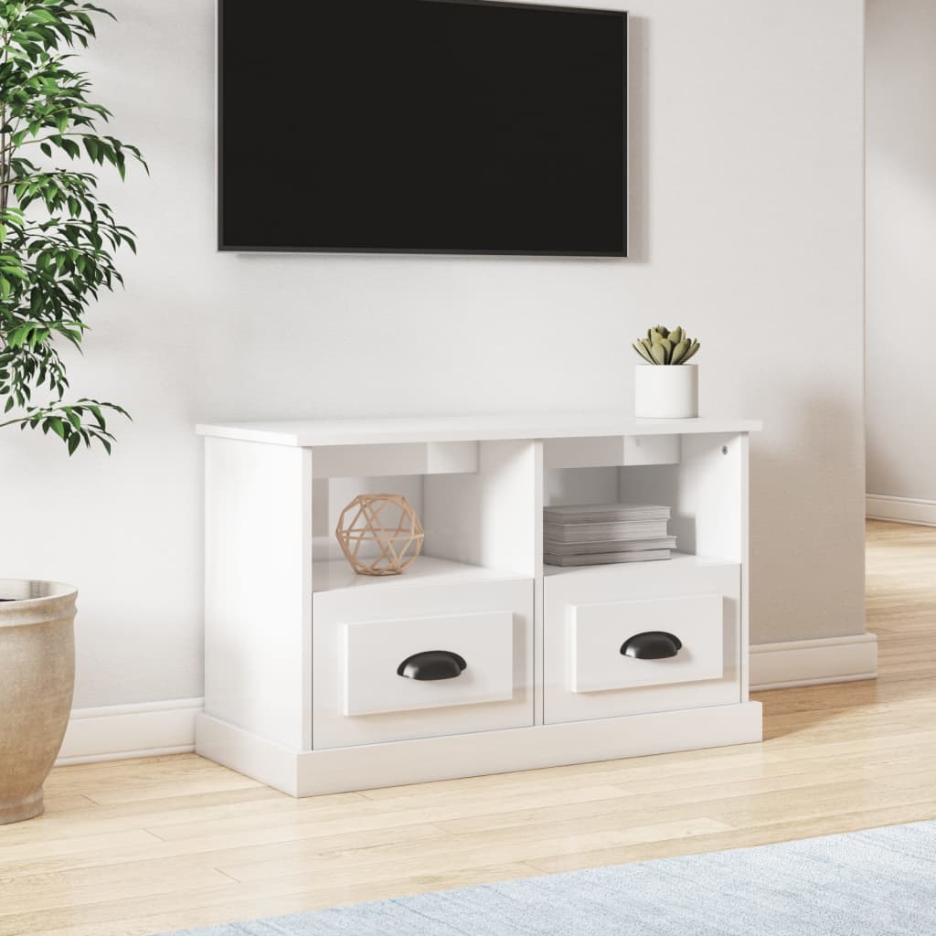 Meuble TV 80x35x50 cm ouvré en bois couleur chêne