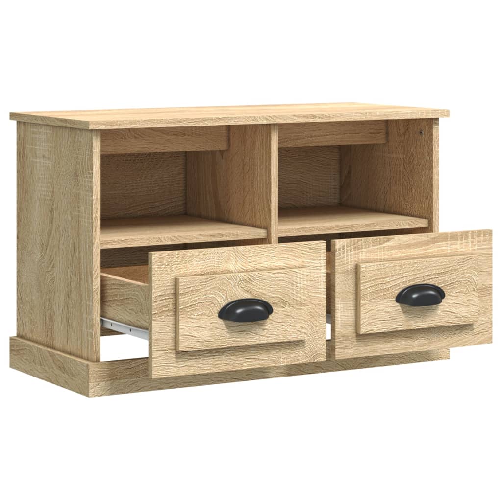 Meuble TV 80x35x50 cm ouvré en bois couleur chêne