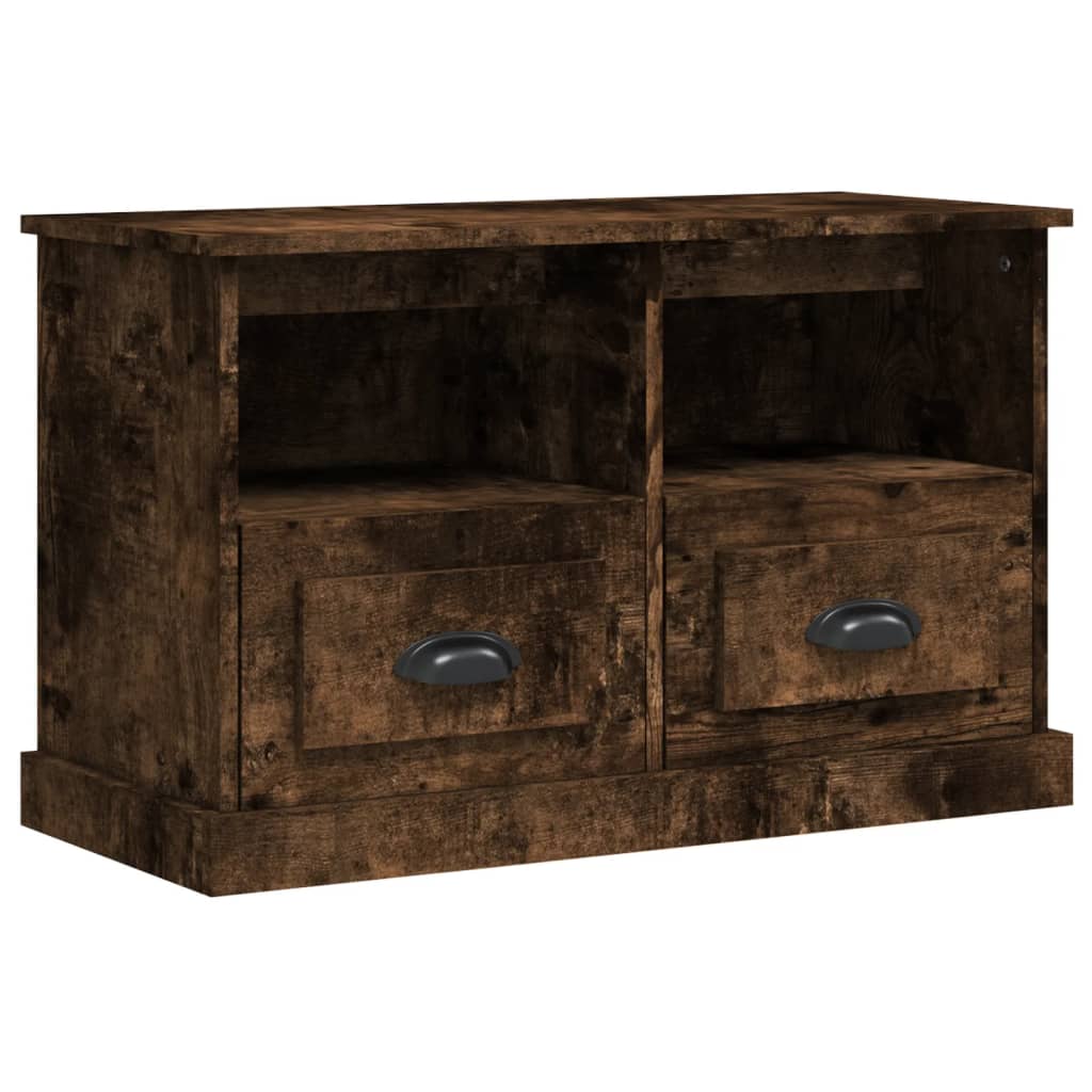 Meuble TV 80x35x50 cm ouvré en bois couleur chêne