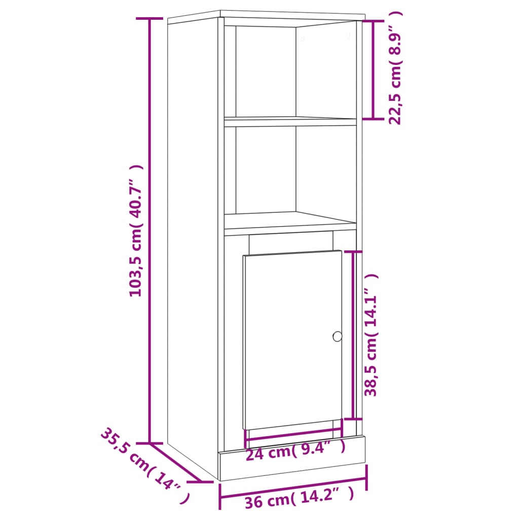 Meuble haut 36x35,5x103,5 cm en bois travaillé