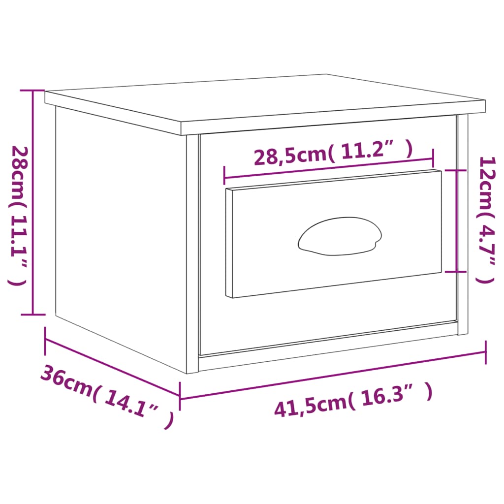 Tables de chevet 2 pcs murales 41,5x36x28 cm