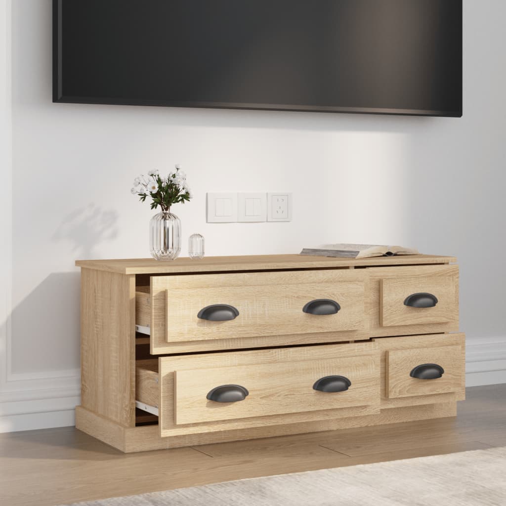 Meuble TV 100x35,5x45 cm en bois travaillé