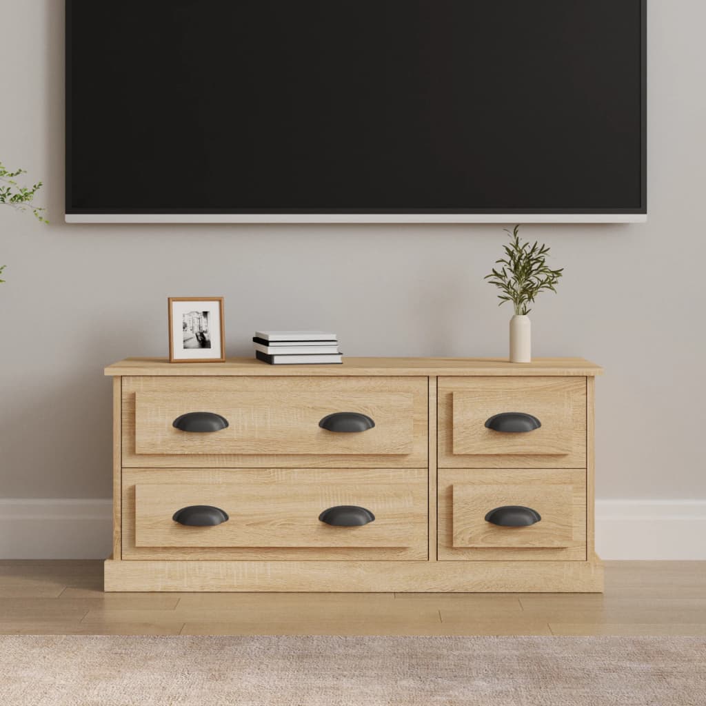 Meuble TV 100x35,5x45 cm en bois travaillé