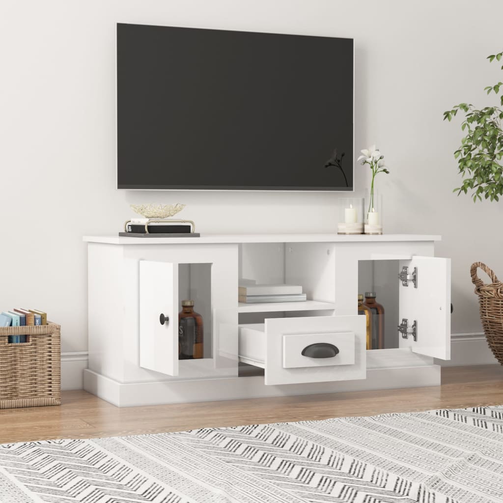 Meuble TV 100x35,5x45 cm en bois travaillé