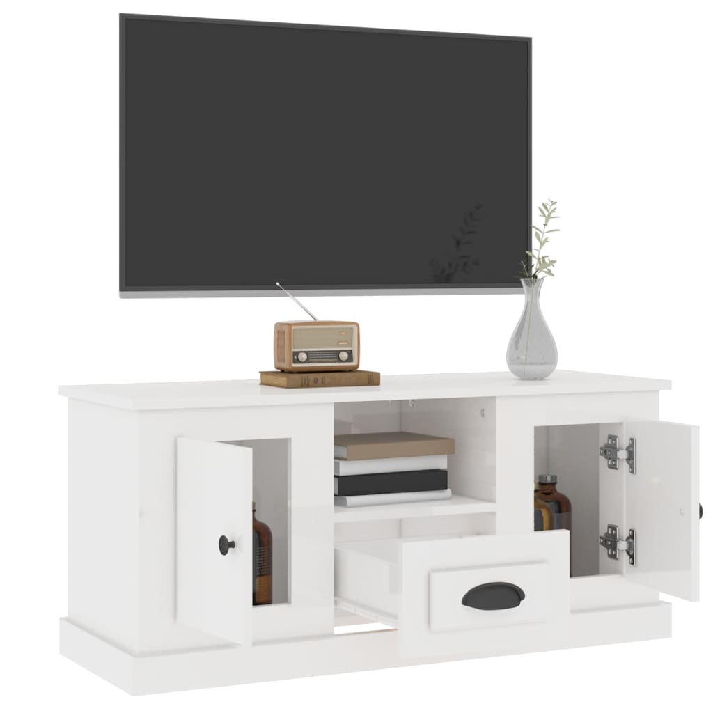 Meuble TV 100x35,5x45 cm en bois travaillé