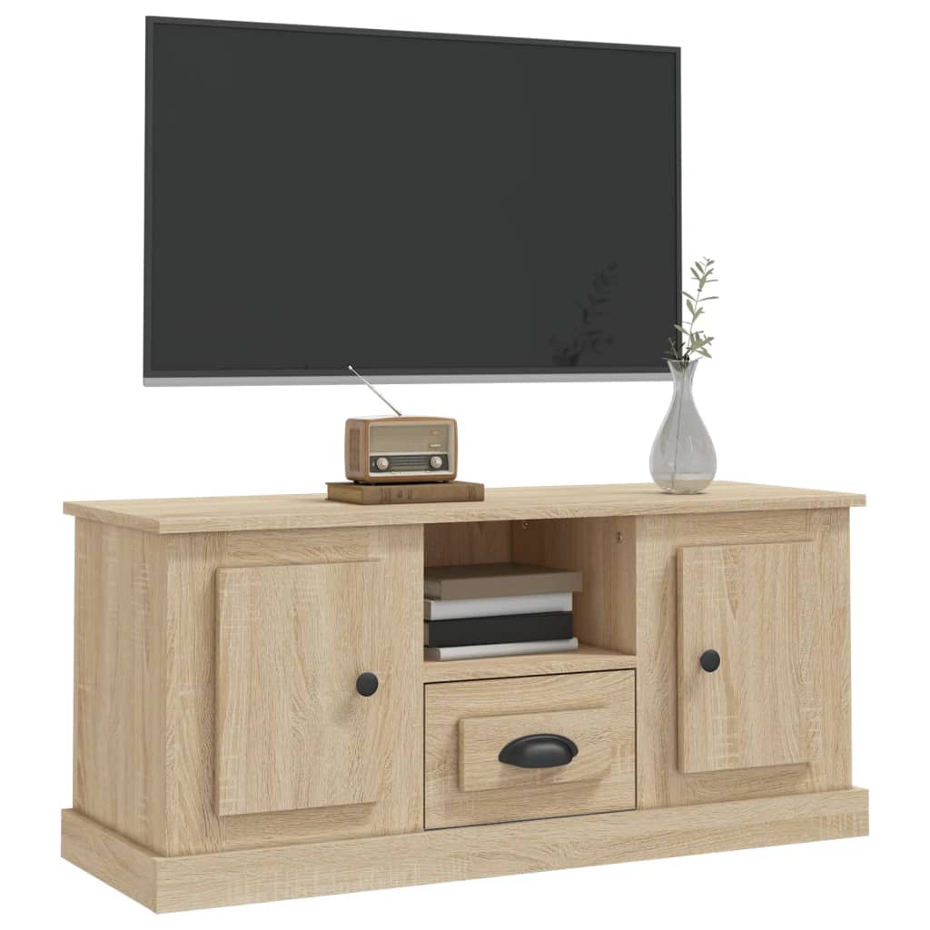 Meuble TV 100x35,5x45 cm en bois travaillé