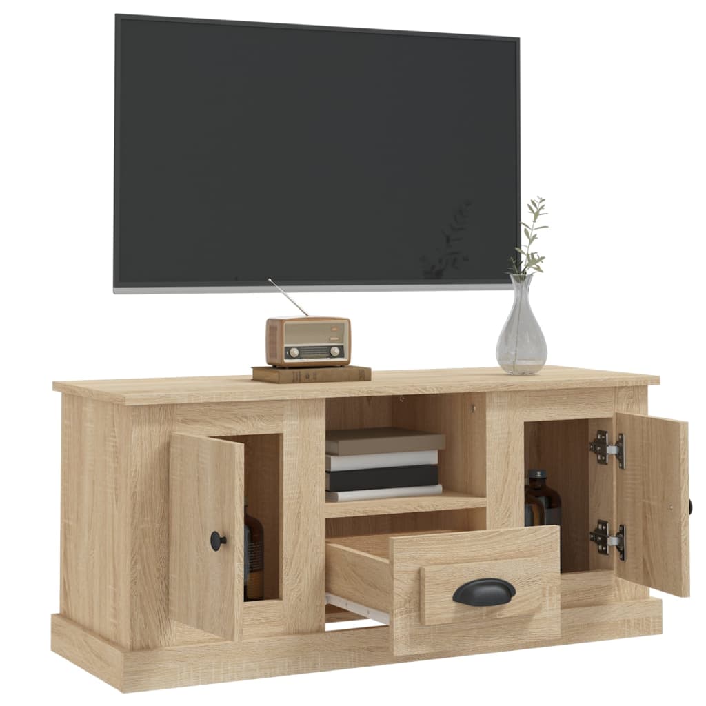 Meuble TV 100x35,5x45 cm en bois travaillé