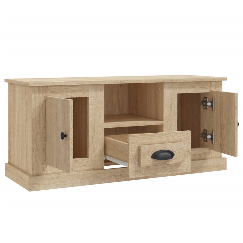 Meuble TV 100x35,5x45 cm en bois travaillé