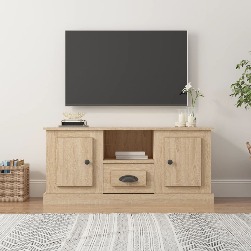 Meuble TV 100x35,5x45 cm en bois travaillé