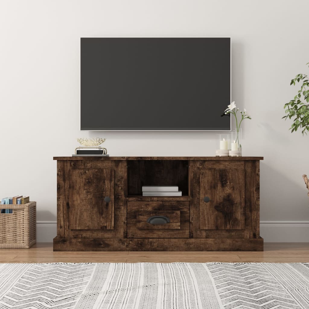 Meuble TV 100x35,5x45 cm en bois travaillé