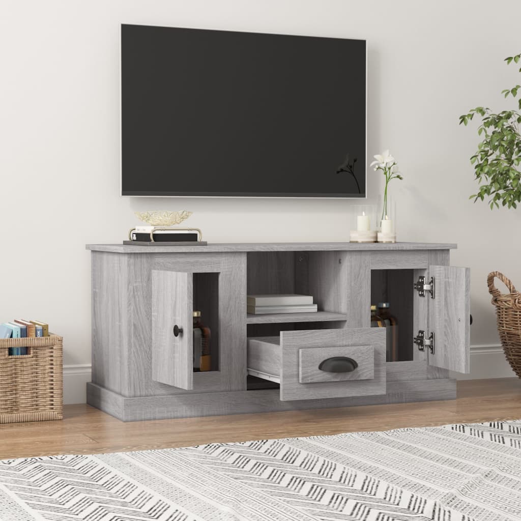 Meuble TV 100x35,5x45 cm en bois travaillé