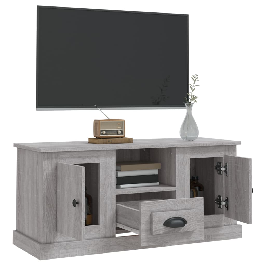 Meuble TV 100x35,5x45 cm en bois travaillé