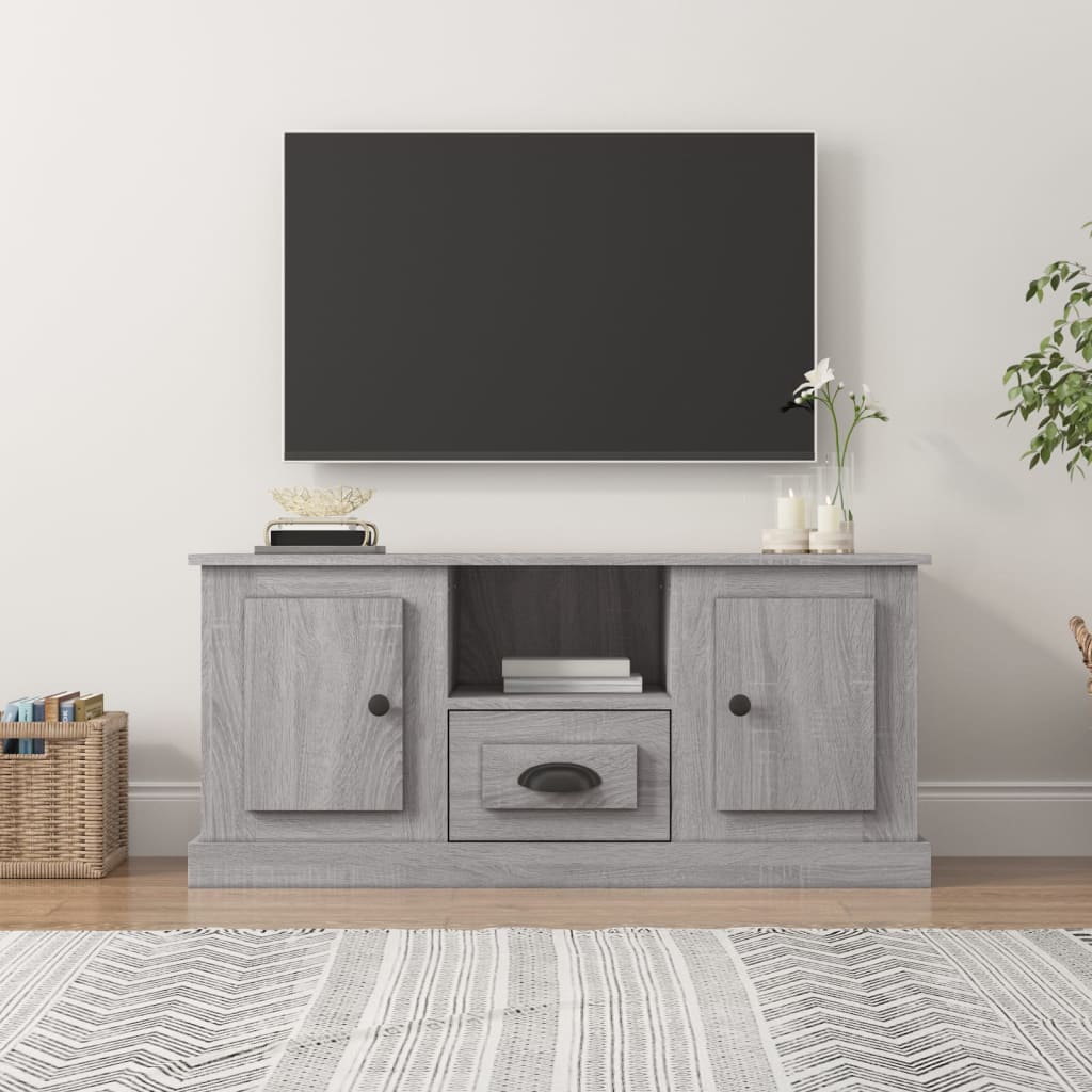 Meuble TV 100x35,5x45 cm en bois travaillé