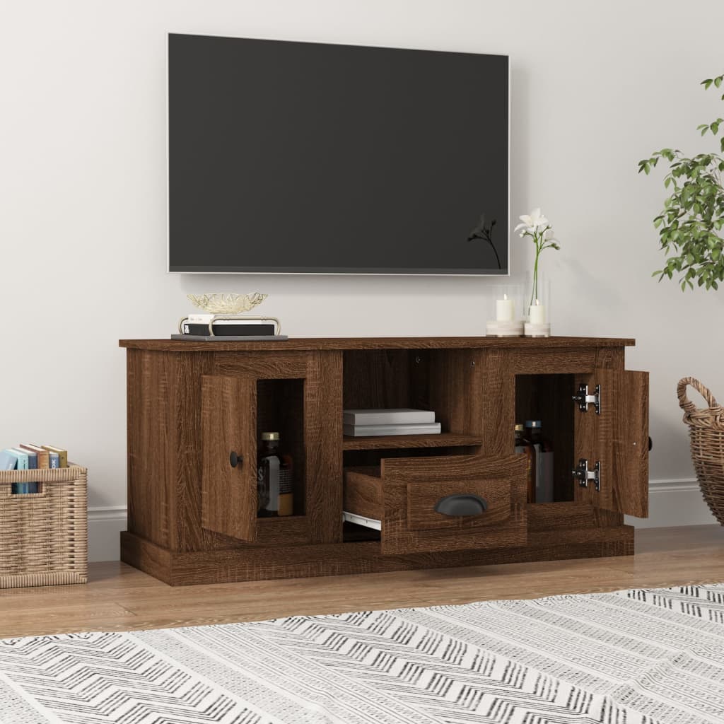 Meuble TV 100x35,5x45 cm en bois travaillé