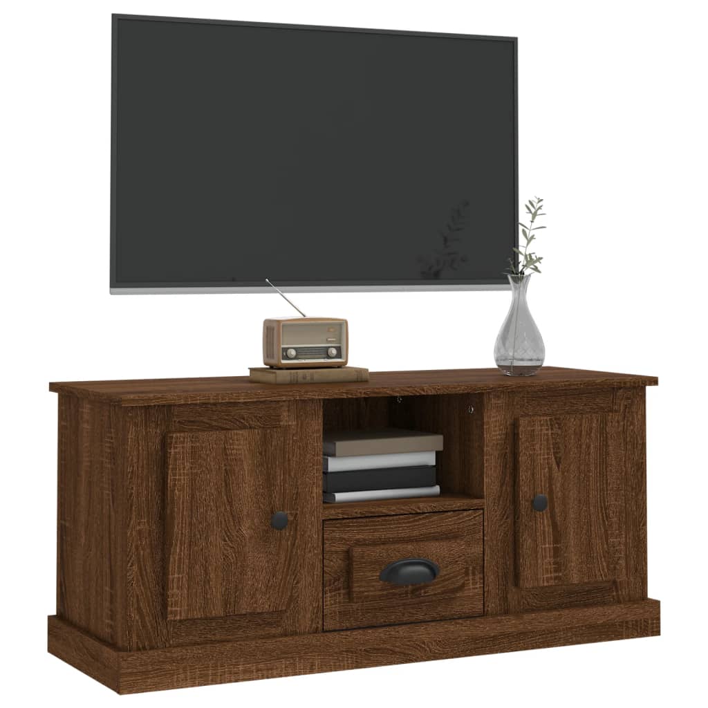 Meuble TV 100x35,5x45 cm en bois travaillé