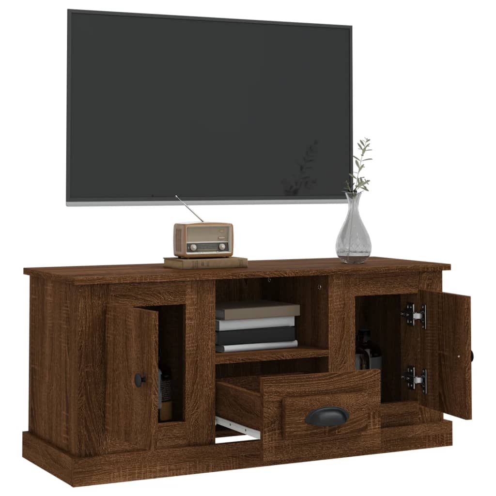 Meuble TV 100x35,5x45 cm en bois travaillé