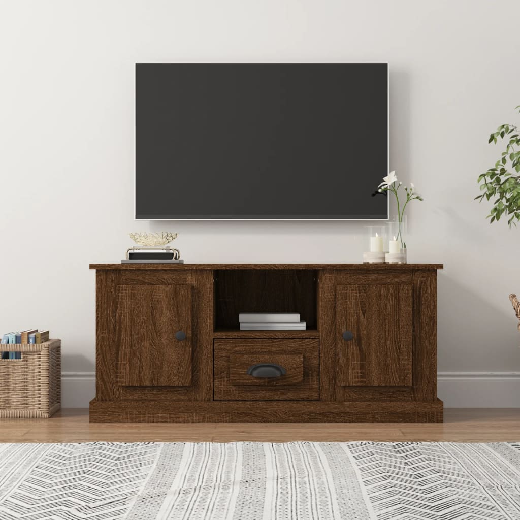 Meuble TV 100x35,5x45 cm en bois travaillé