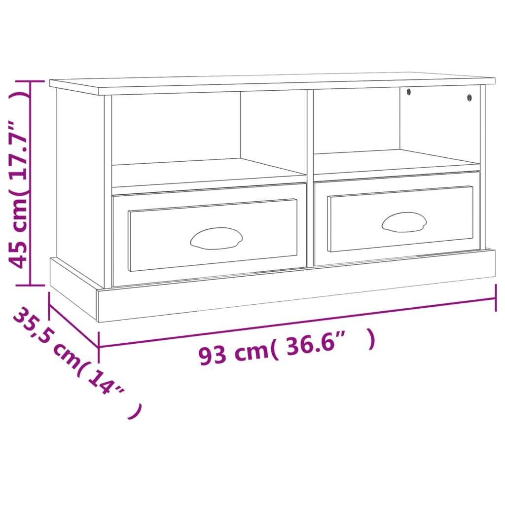 Tv-meubel 93x35,5x45 cm bewerkt hout