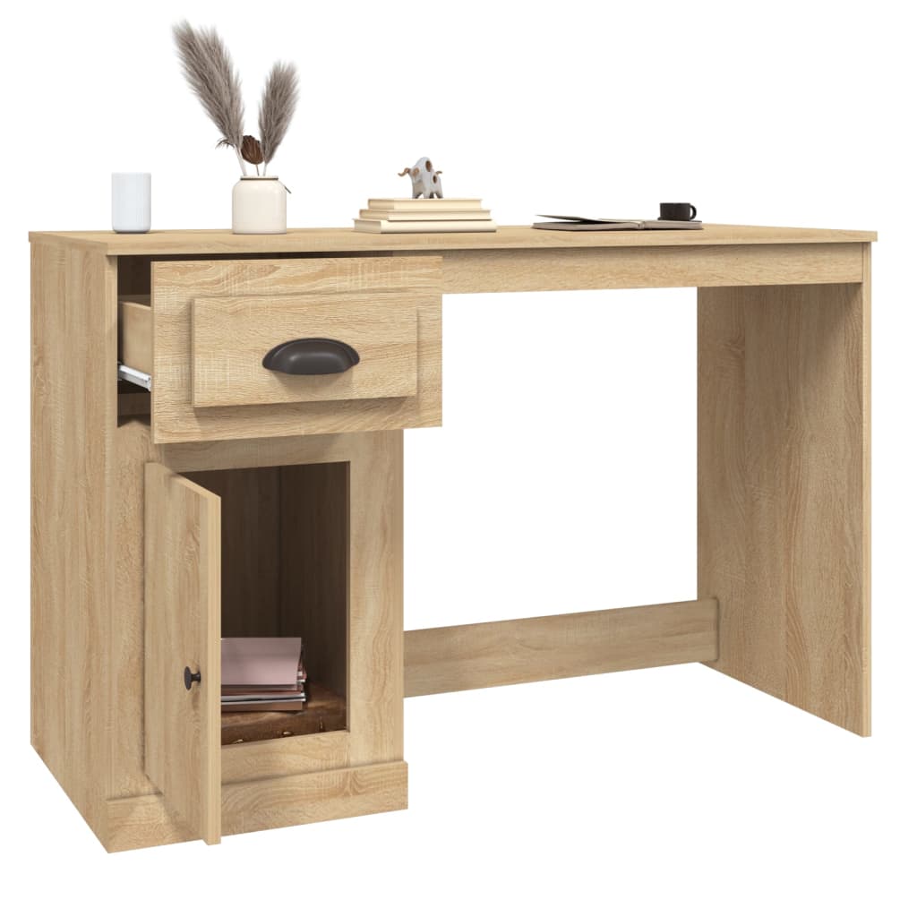 Bureau avec tiroir 115x50x75 cm en dérivé du bois couleur chêne