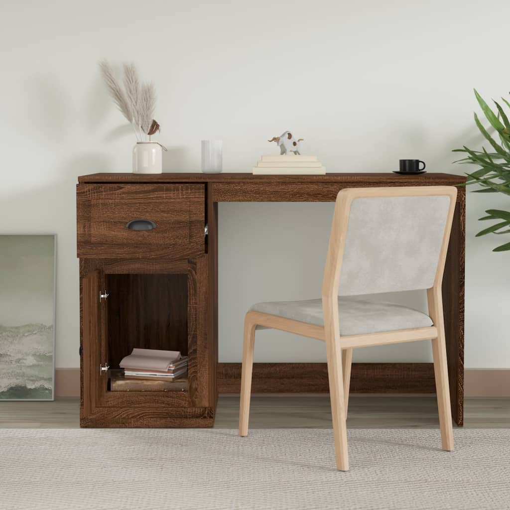 Bureau avec tiroir 115x50x75 cm en dérivé du bois couleur chêne