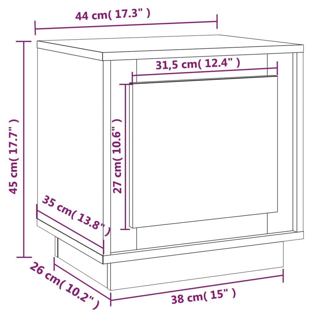 Tables de chevet 2 pcs 44x35x45 cm bois fini