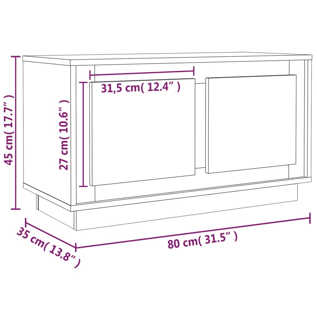 Meuble TV 80x35x45 cm en bois travaillé