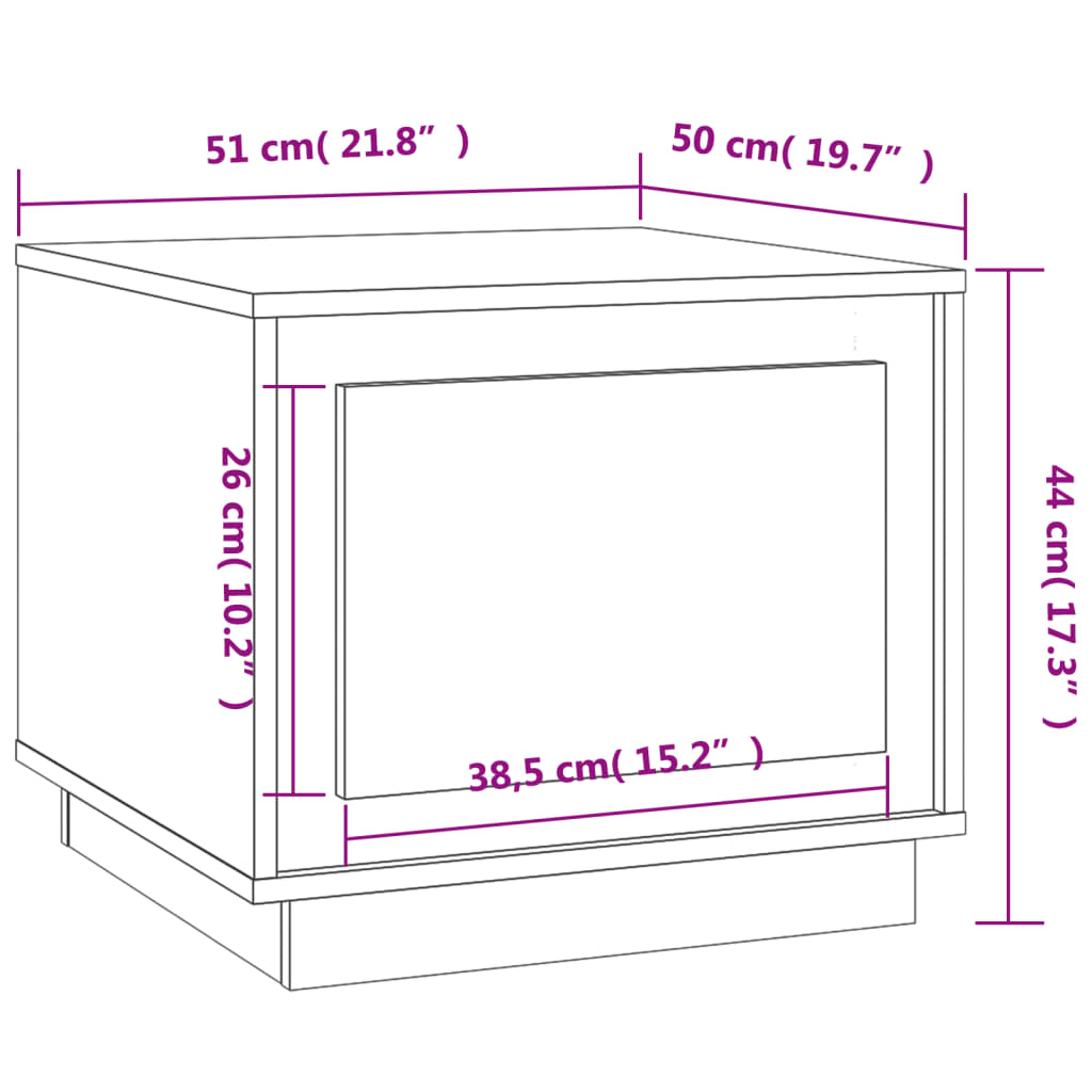 Salontafel 51x50x44 cm bewerkt hout eikenkleurig