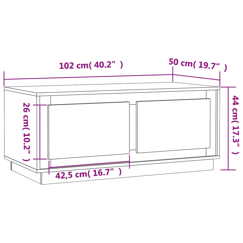 Table basse 102x50x44 cm en bois travaillé