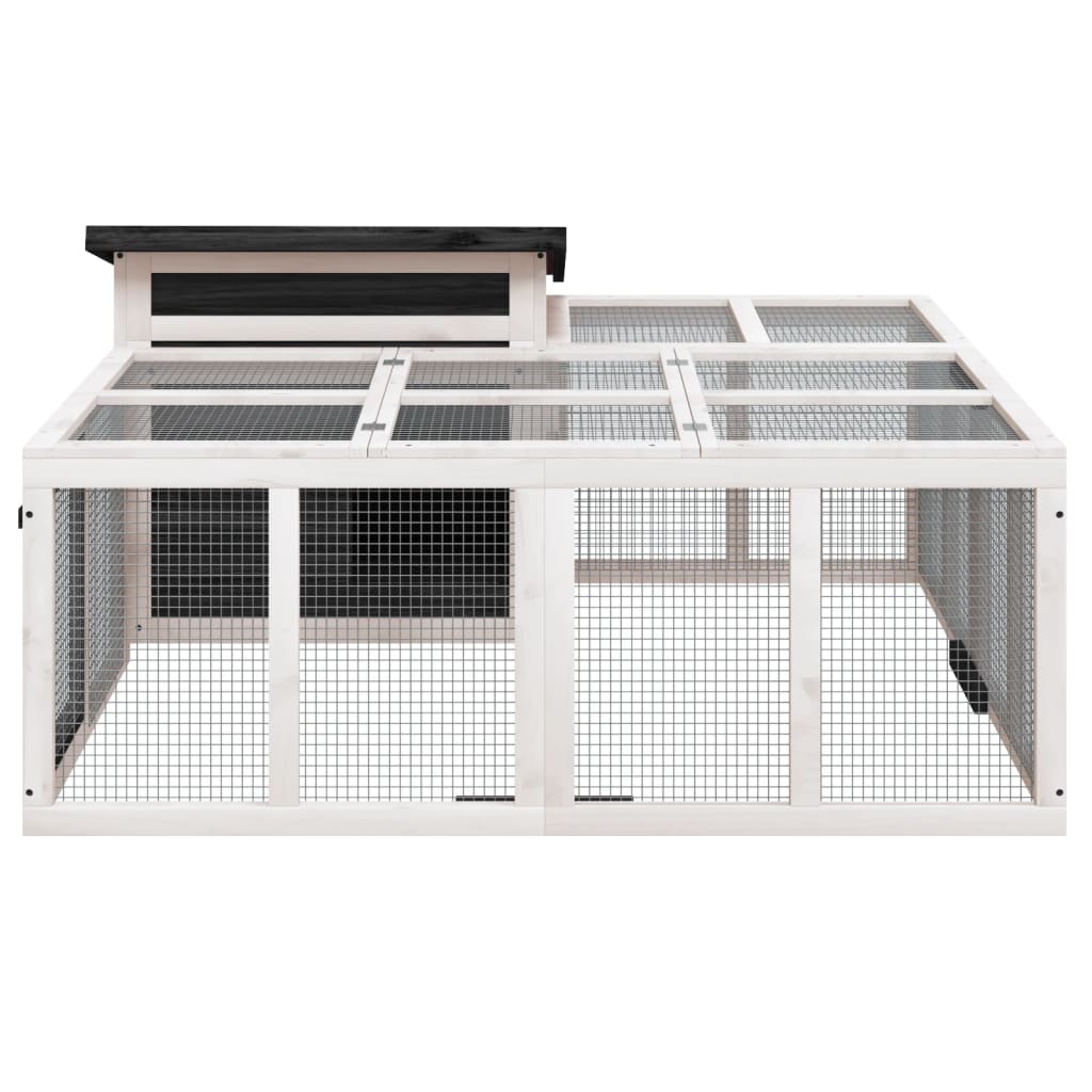 Konijnenhok 144x123x67,5 cm massief grenenhout grijs