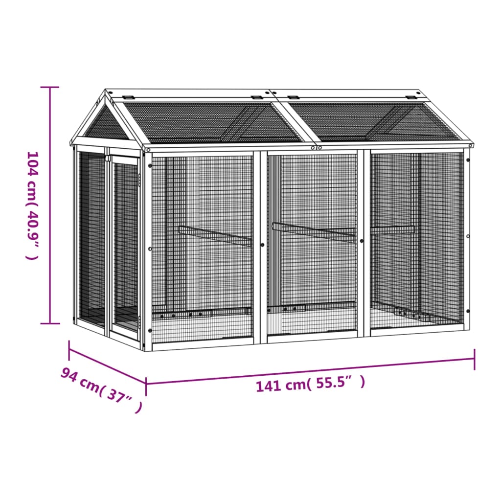 Enclos pour animaux 141x94x104 cm en bois de pin massif