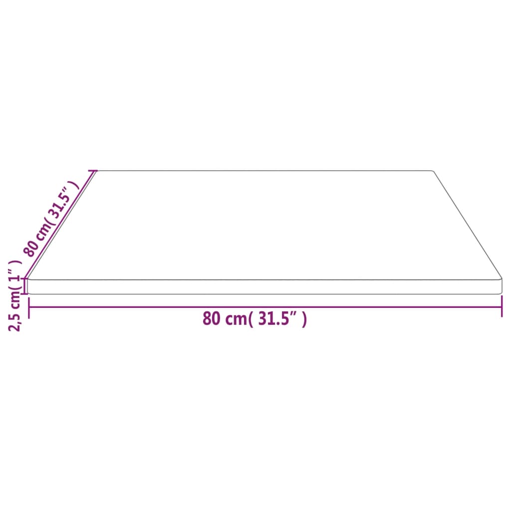 Tafelblad vierkant 60x60x2,5 cm massief grenenhout