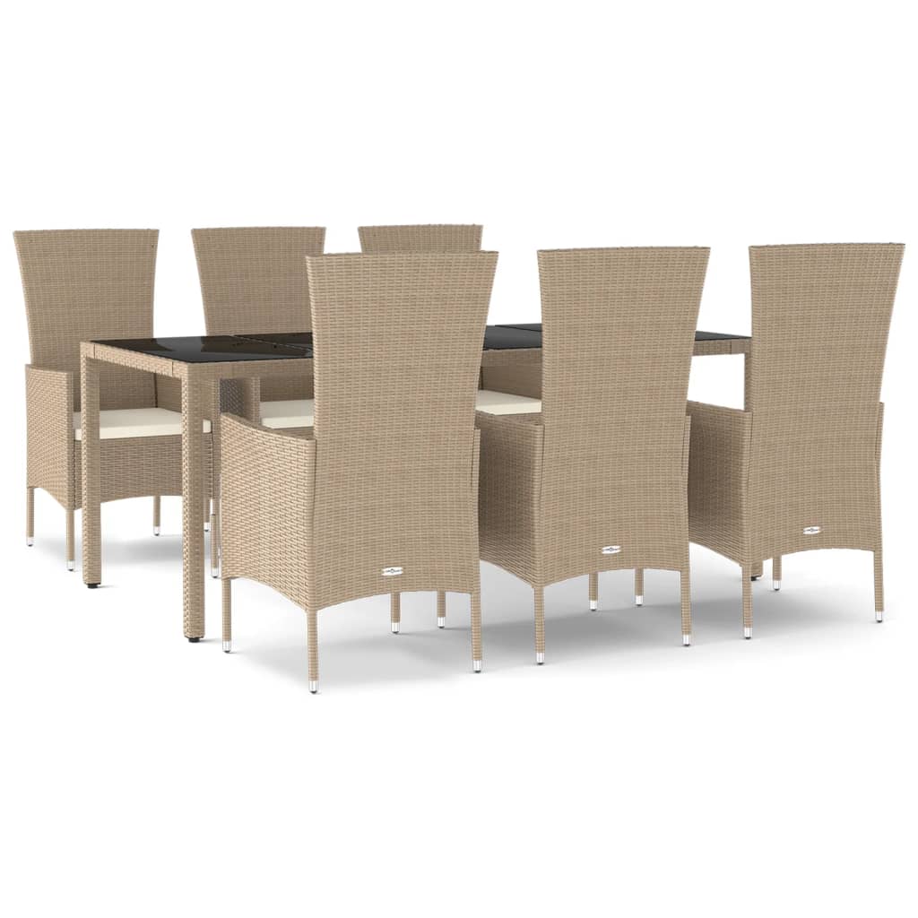 5-delige Tuinset met kussens poly rattan beige