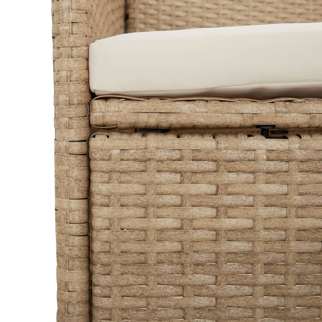 5-delige Tuinset met kussens poly rattan beige