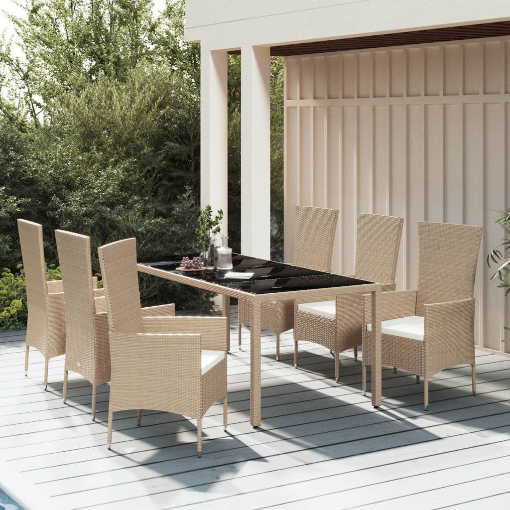 5-delige Tuinset met kussens poly rattan beige