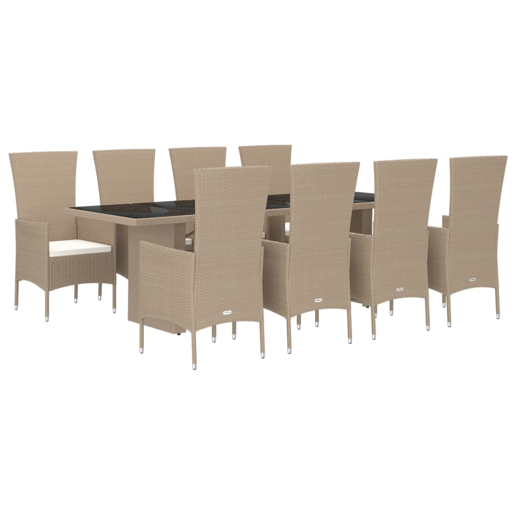 5-delige Tuinset met kussens poly rattan beige